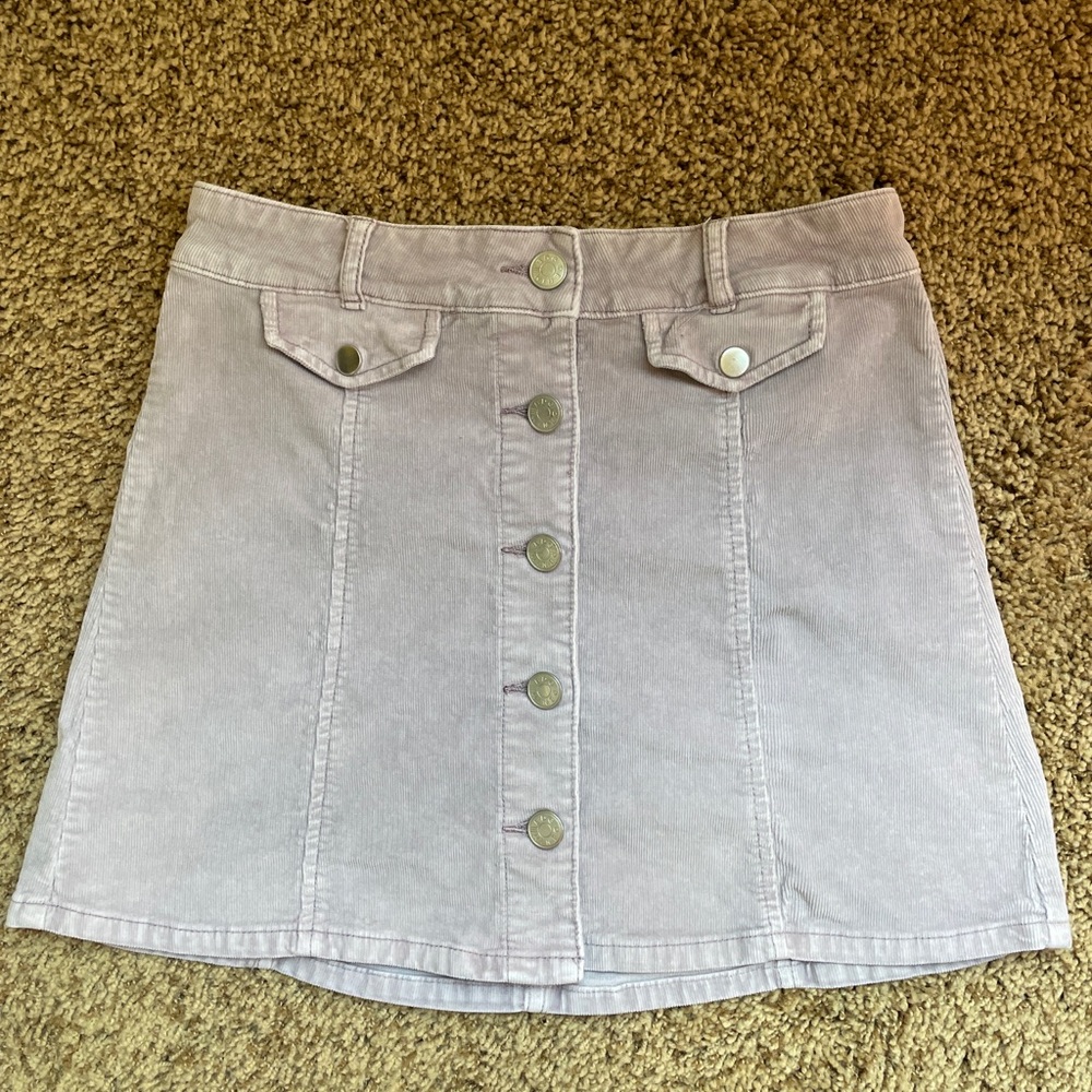 BDG Denim Urban Outfitters Purple/Grey Corduroy Skirt Button Front Size 2